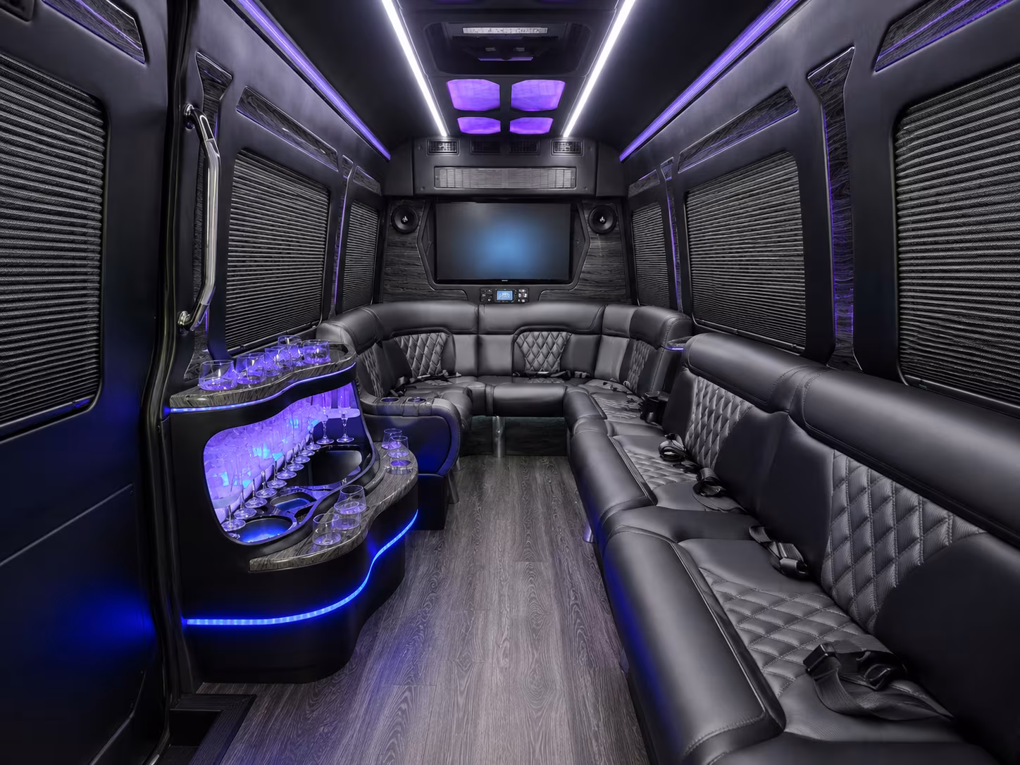savannah 30 passenger party bus inside